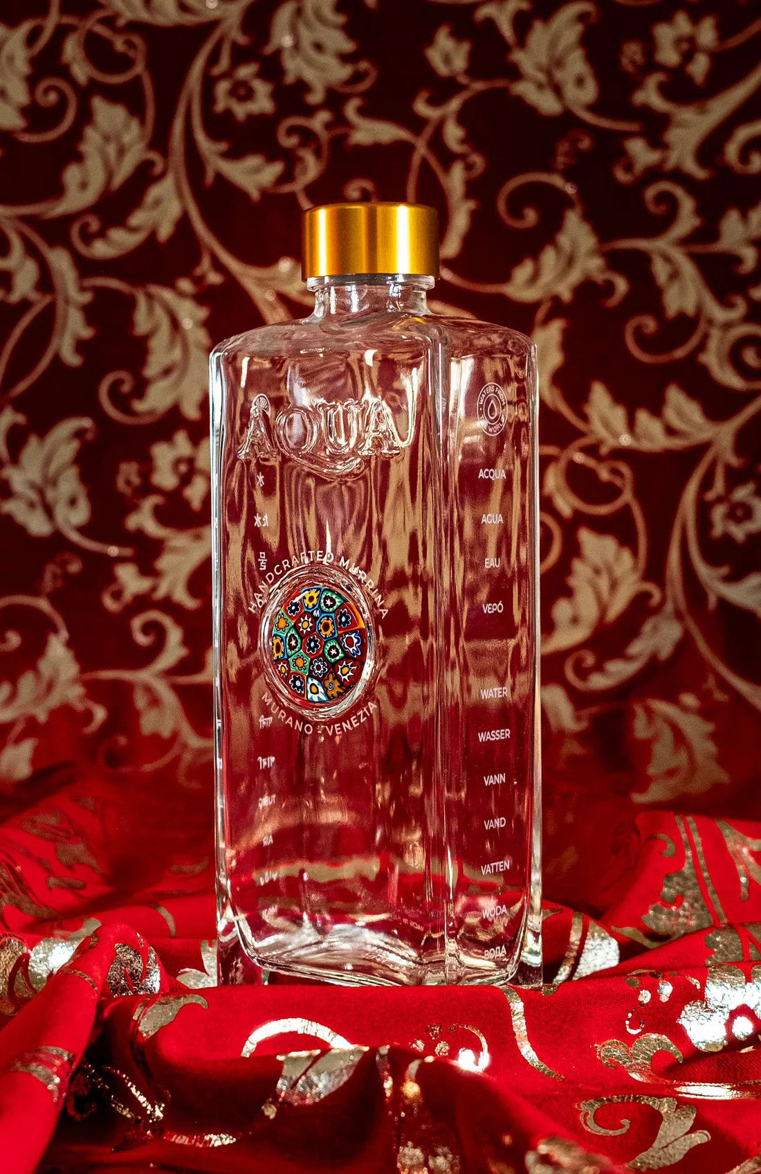 Glass Bottle with Murrina Glass of Murano - Multicolour Red.