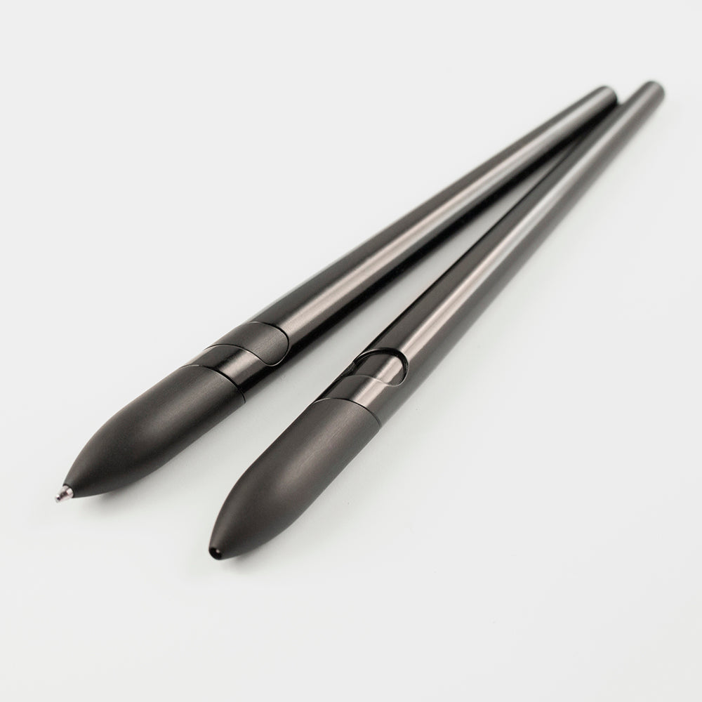Sostanza Pen – Ballpoint Pen in Silver/Black Anodized Aluminum with Magnetic Mechanism