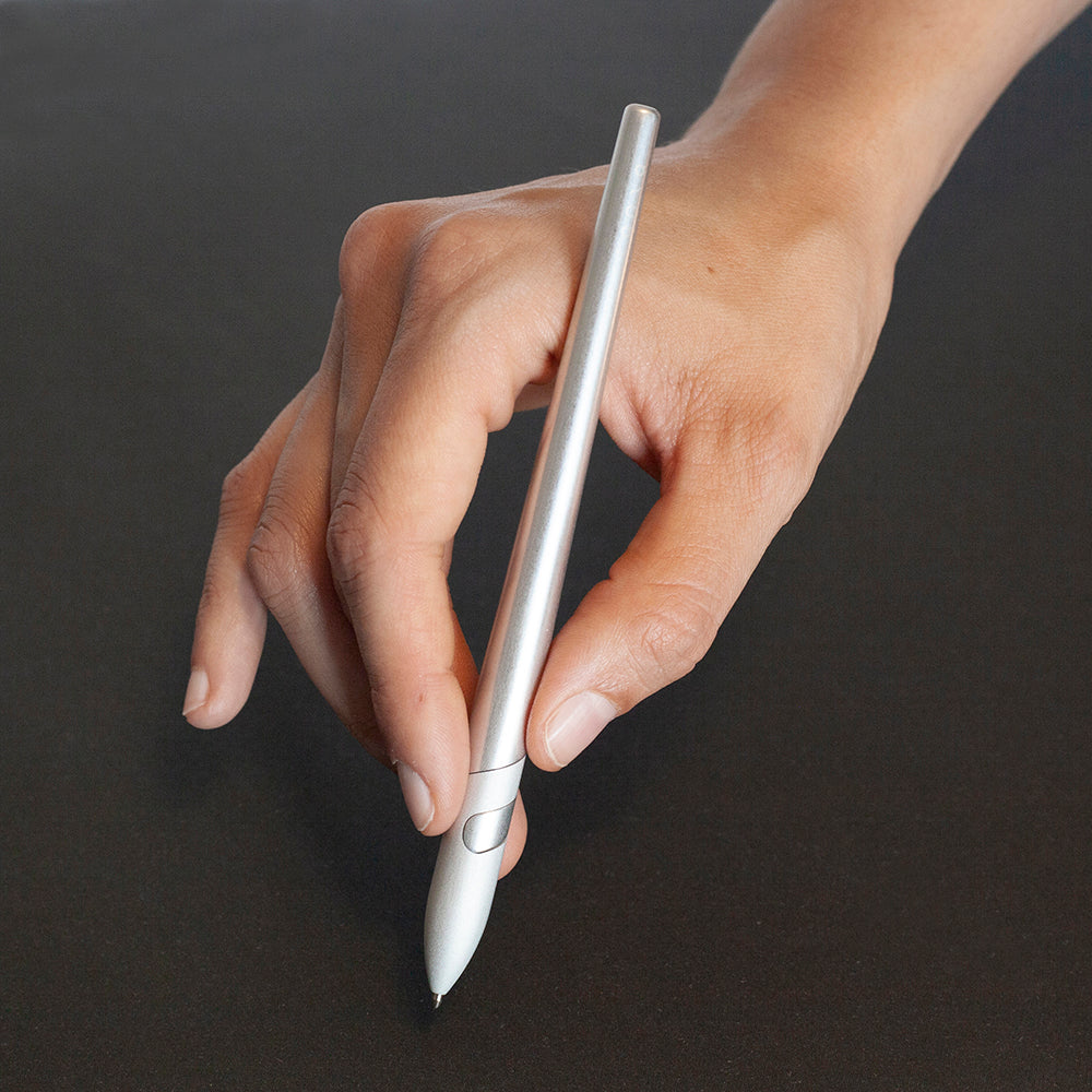 Sostanza Pen – Ballpoint Pen in Silver/Black Anodized Aluminum with Magnetic Mechanism