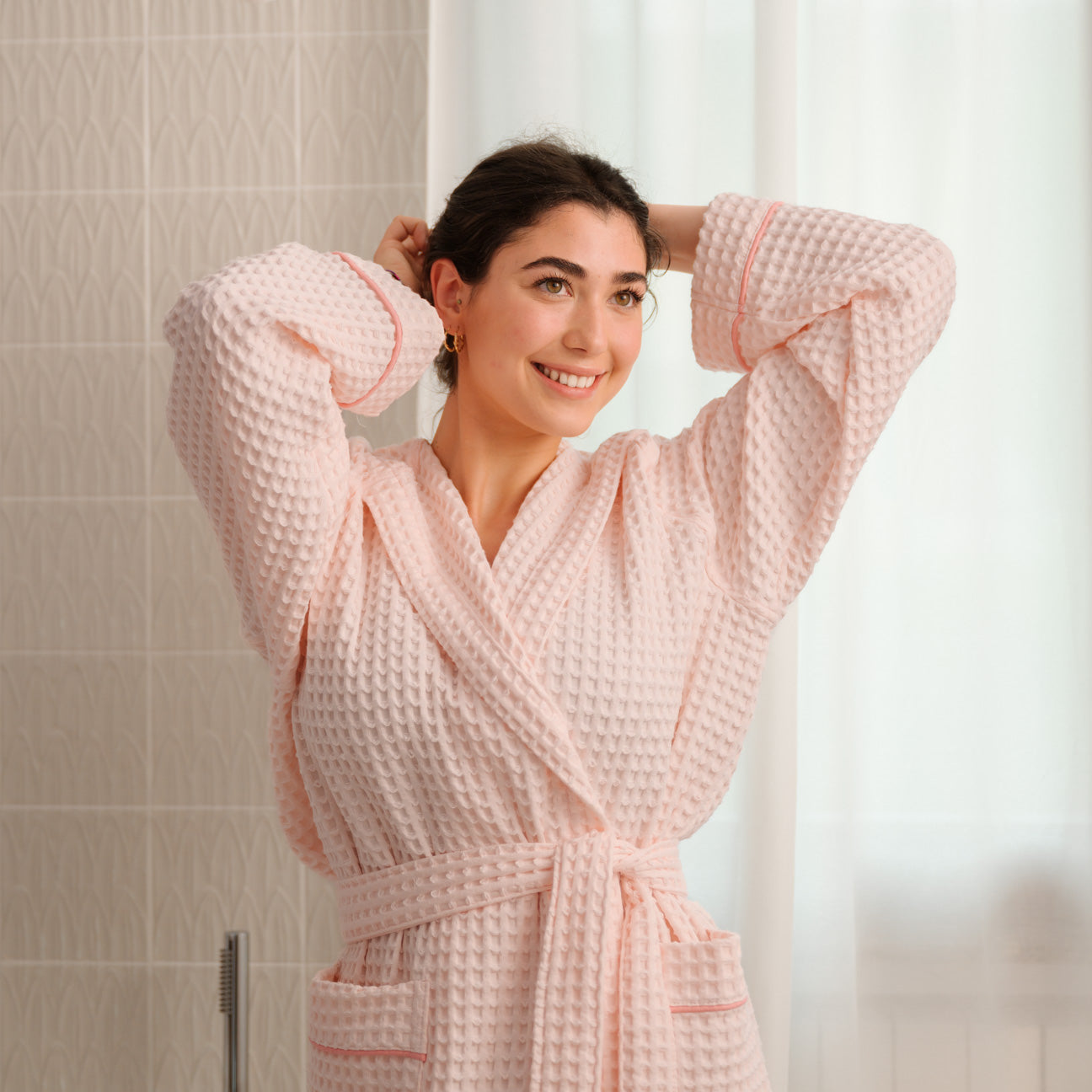 Accappatoio Nido d'ape con cappuccio