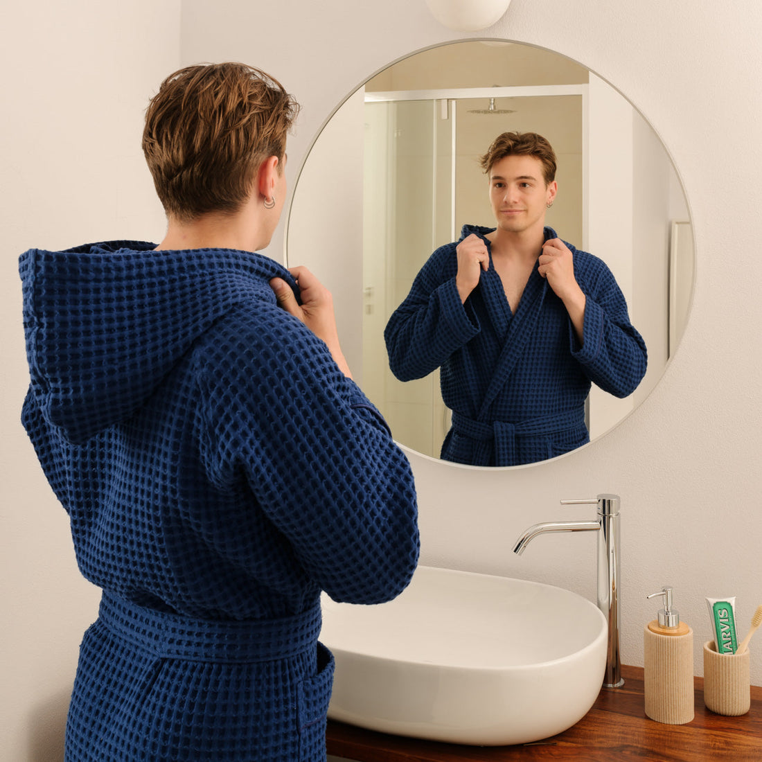 Accappatoio Nido d'ape con cappuccio