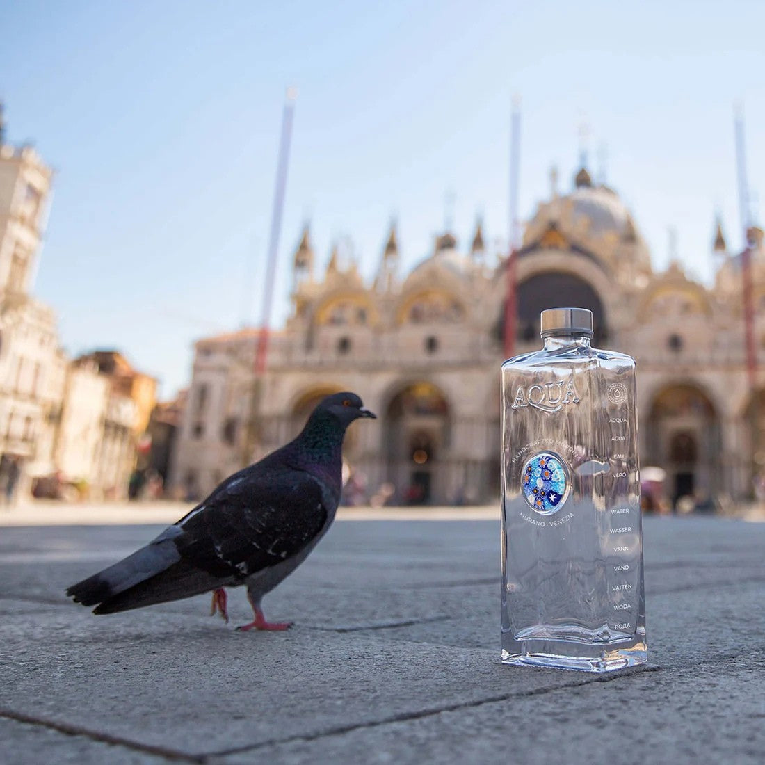 Glass Bottle with Murrina Glass of Murano - Multicolour Blue.
