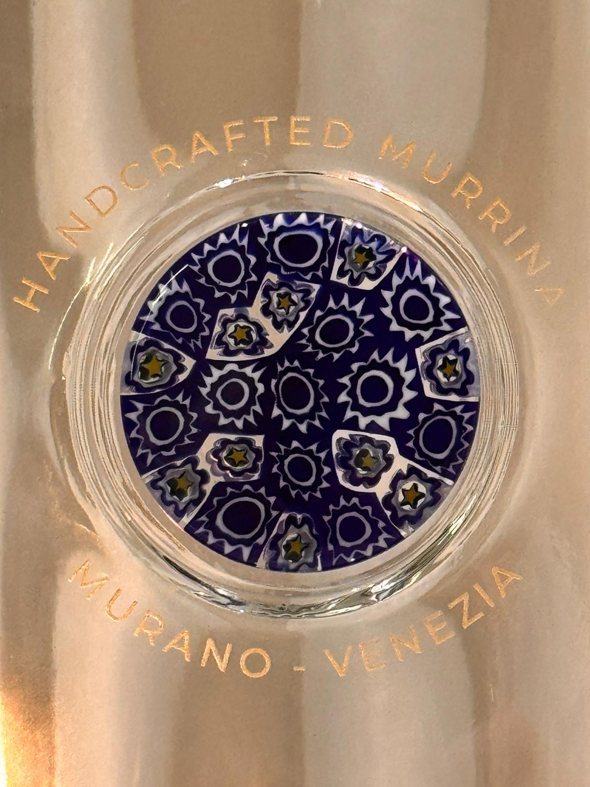 Glass Bottle with Murano Glass Medallion - Ramadan Kareem