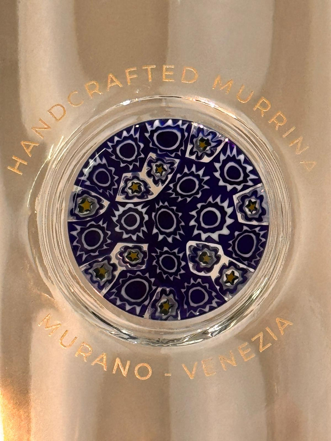 Glass Bottle with Murano Glass Medallion - Ramadan Kareem