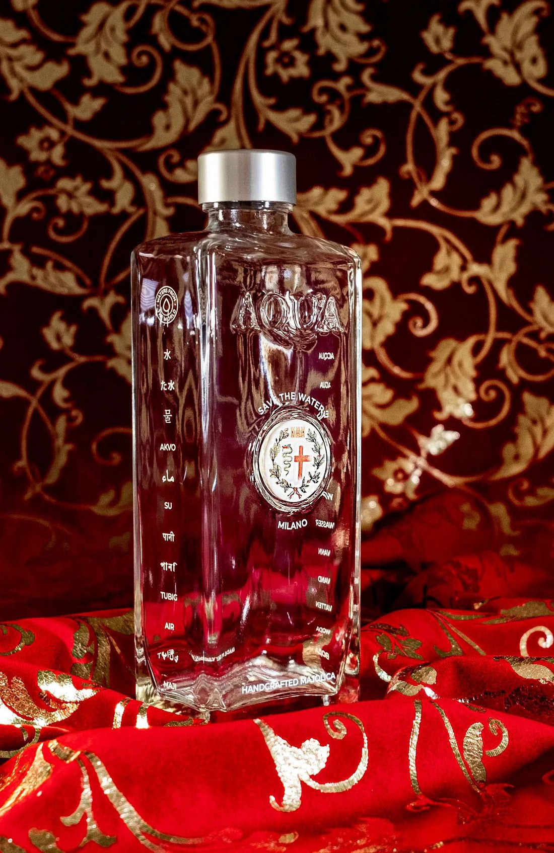 Glass Bottle with Majolica di Bassano - Milano.