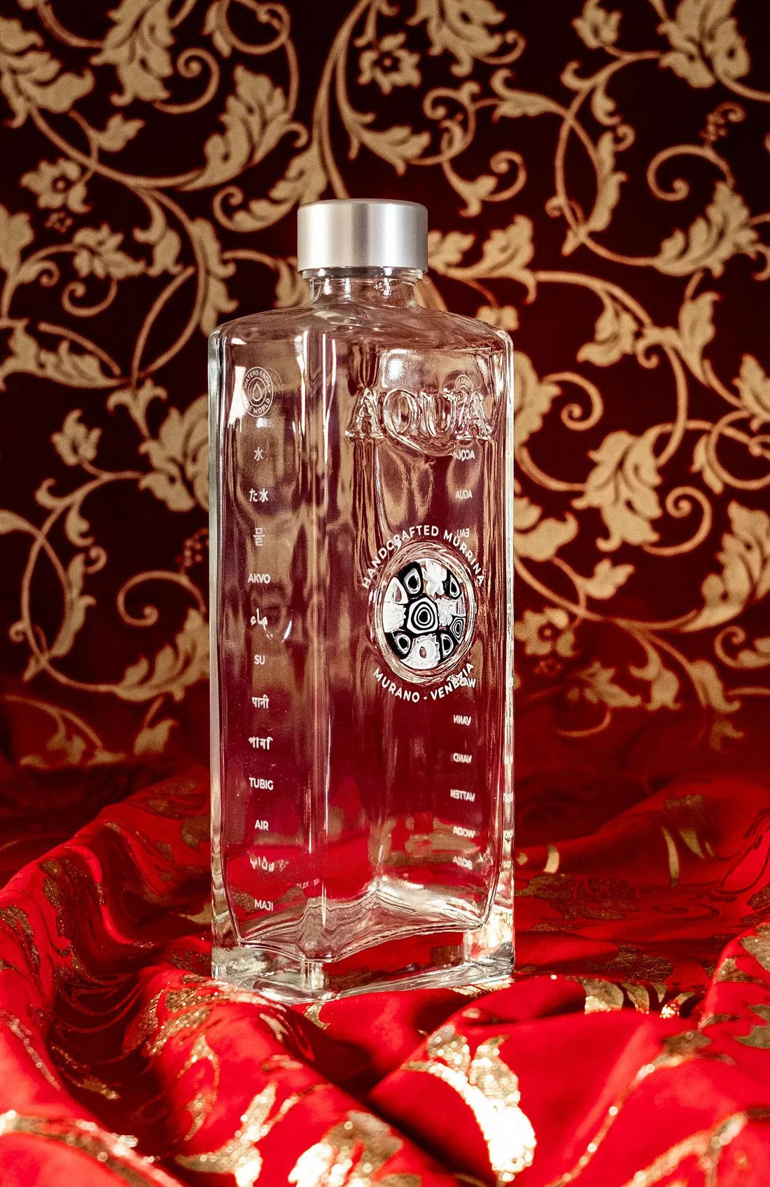 Glass Bottle with Murrina Glass of Murano - White & Black.