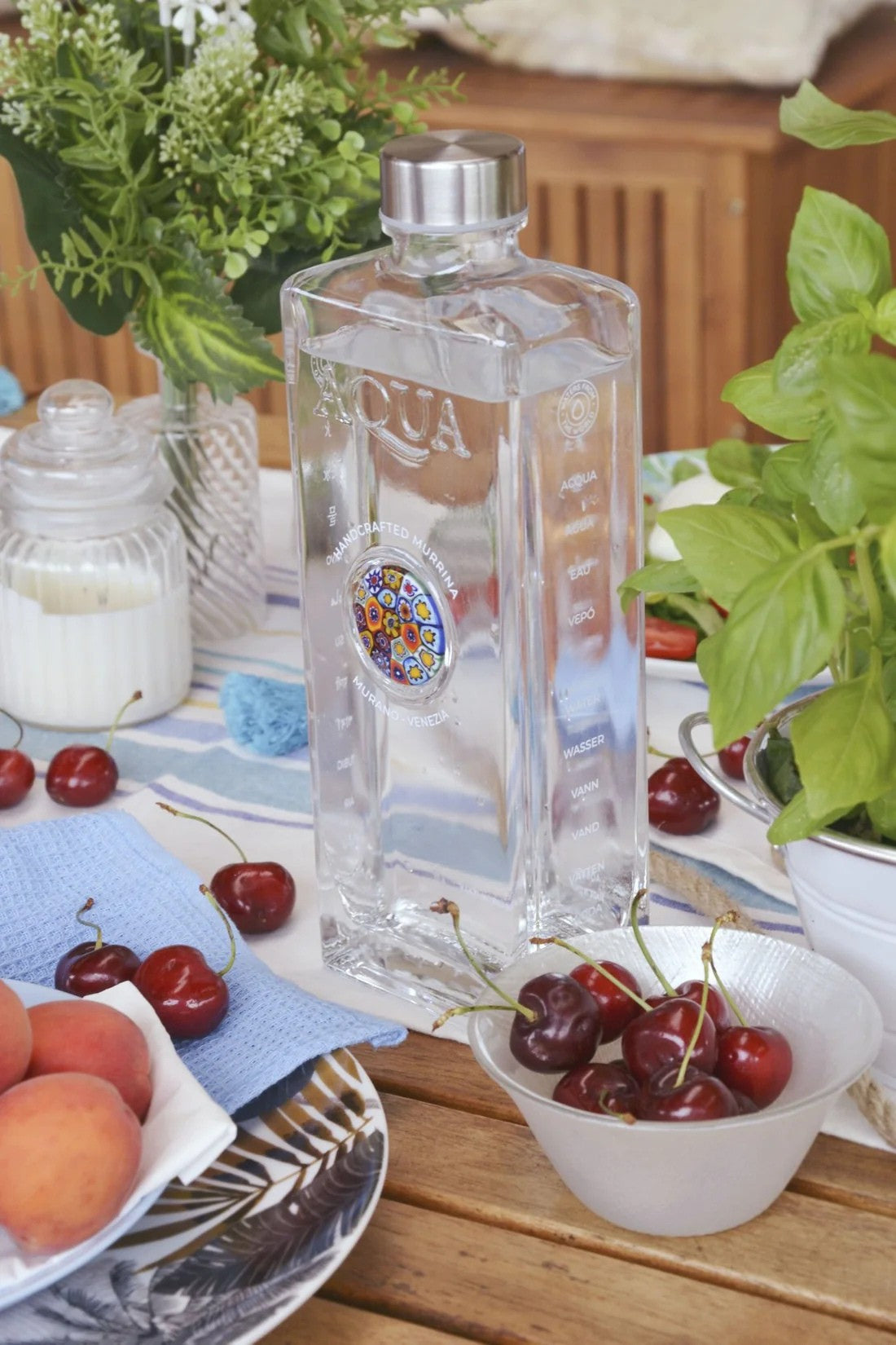 Glass Bottle with Murrina Glass of Murano - Multicolour Red.