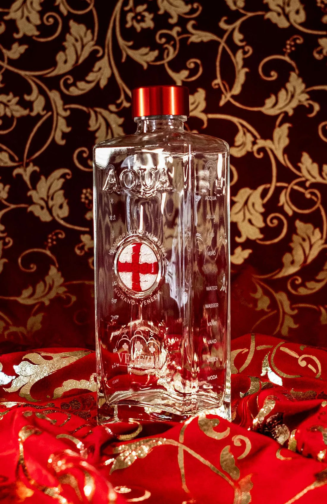 Glass Bottle with Murrina Glass of Murano – England Flag.