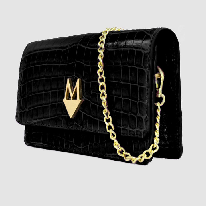 Pochette "Divina" Borsa in vera pelle di Coccodrillo Nero