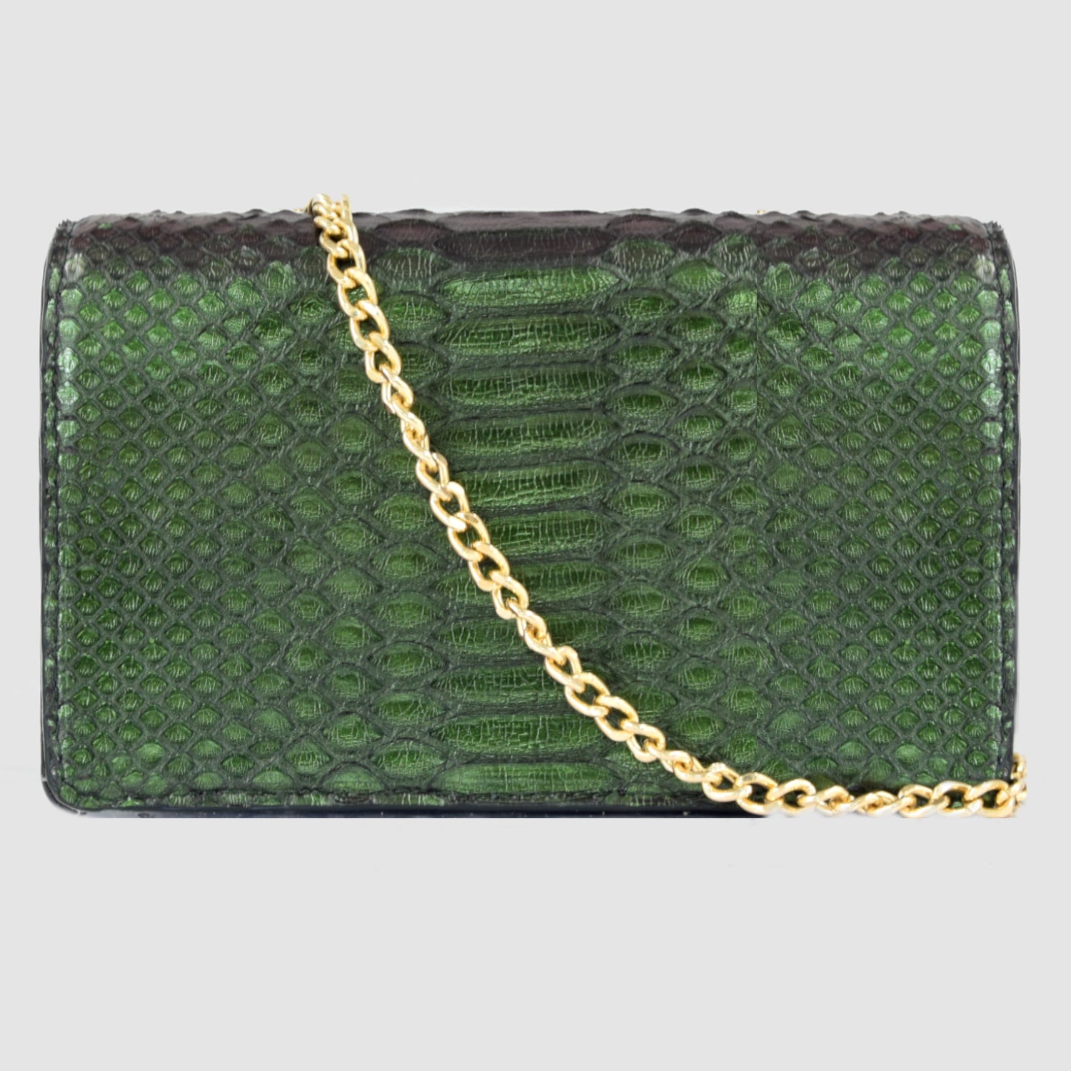 Pochette "Divina" Borsa in vera pelle di Pitone Verde Iridescente