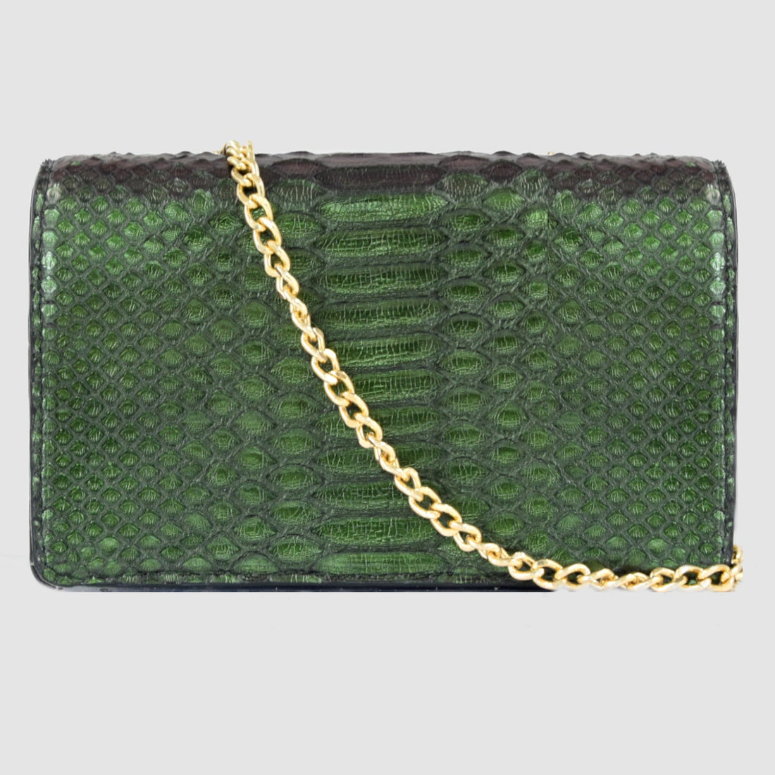 Pochette "Divina" Borsa in vera pelle di Pitone Verde Iridescente