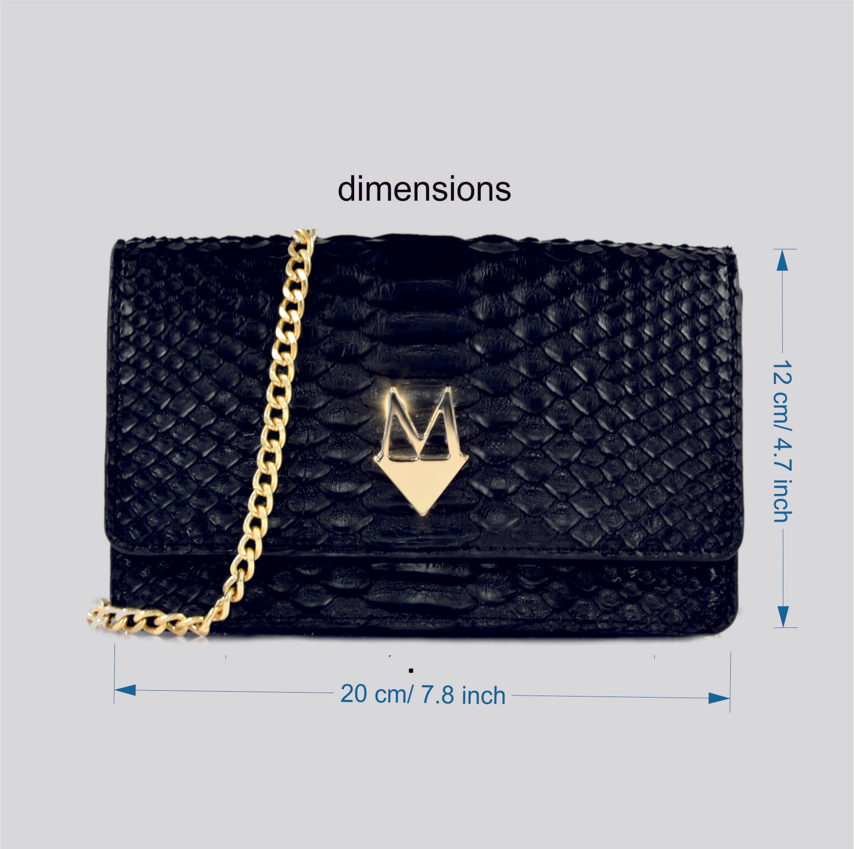 Pochette "Divina" Borsa in vera pelle di Pitone Nero
