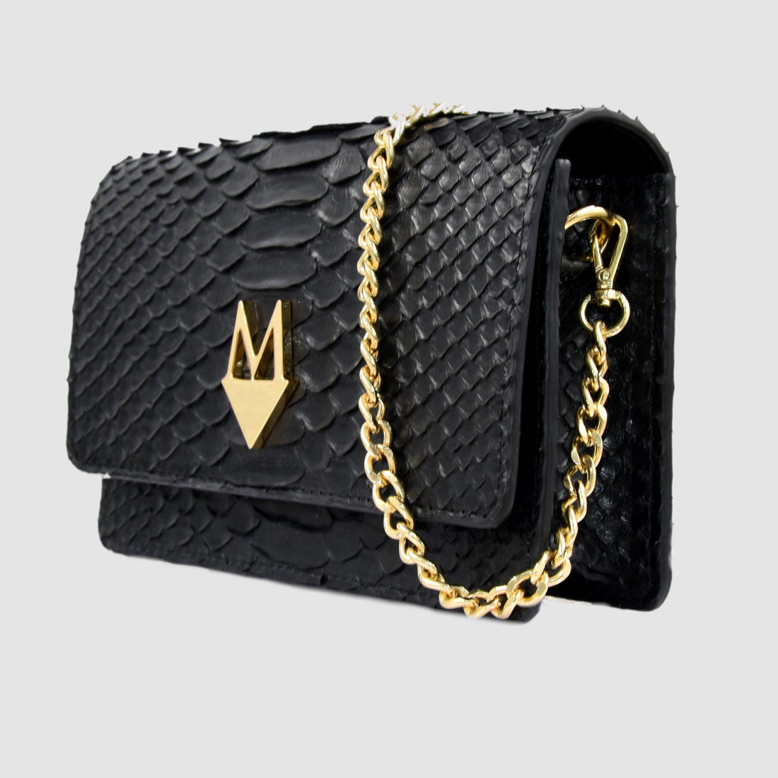 Pochette "Divina" Borsa in vera pelle di Pitone Nero