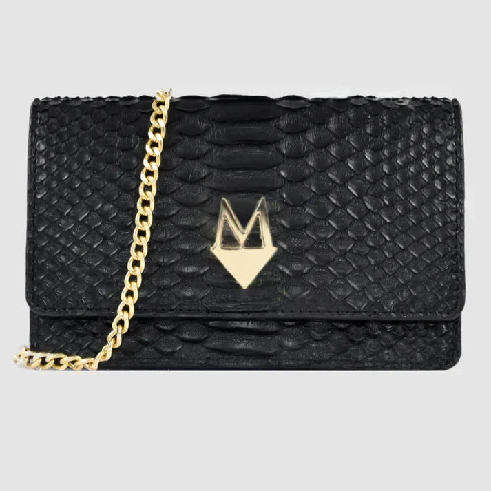 Pochette "Divina" Borsa in vera pelle di Pitone Nero