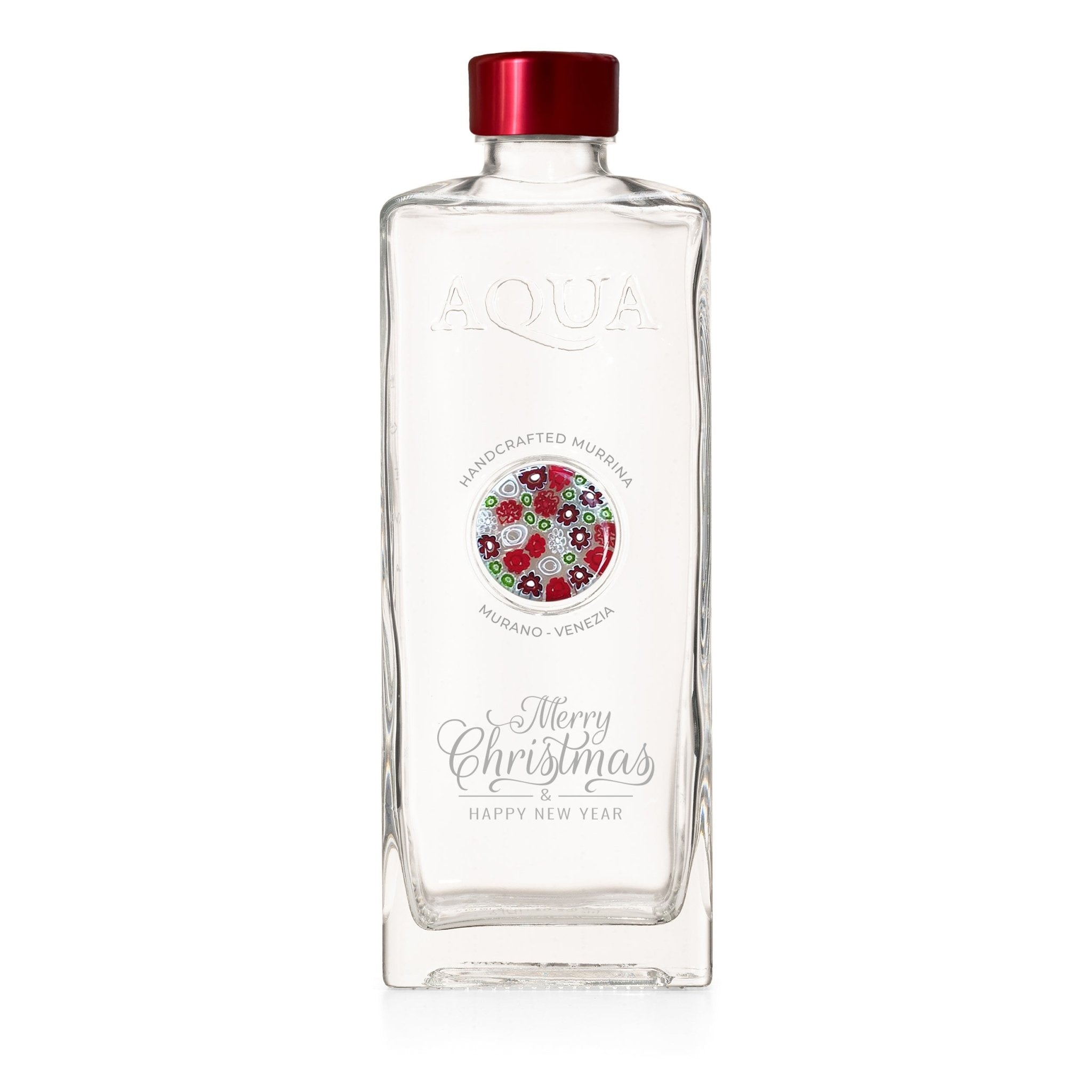 Glass Bottle with Murrina Glass of Murano - Merry Christmas