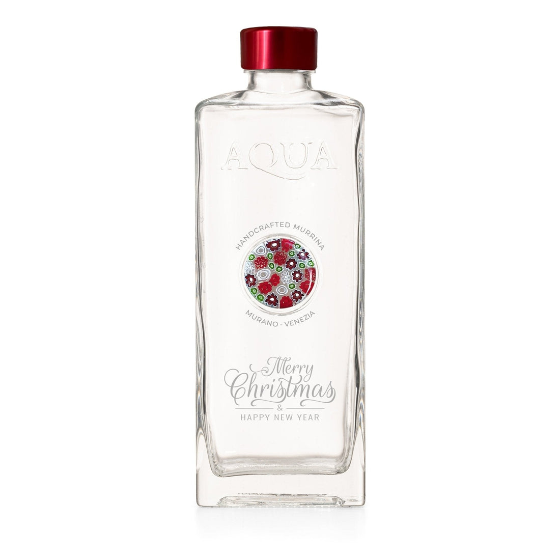 Glass Bottle with Murrina Glass of Murano - Merry Christmas