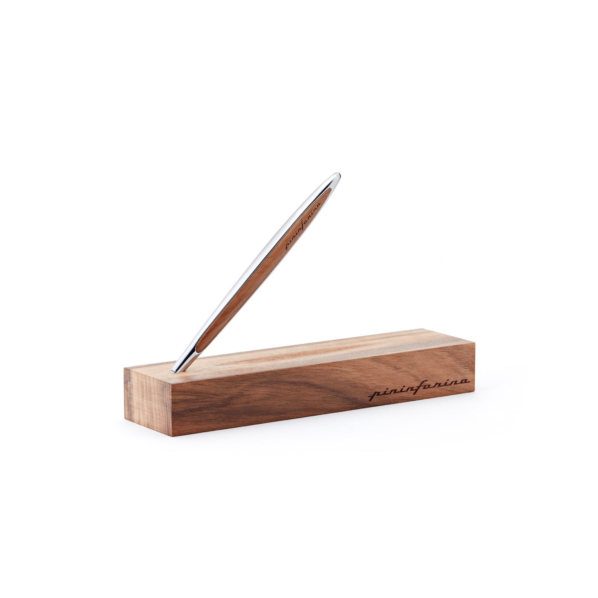 Pininfarina Cambiano Classic Ink - Ballpoint Pen with Solid Wood Desk Stand