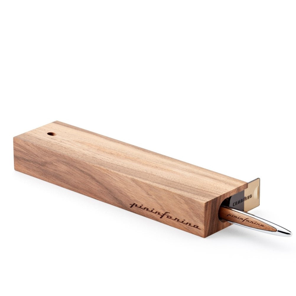 Pininfarina Cambiano Classic Ink - Ballpoint Pen with Solid Wood Desk Stand