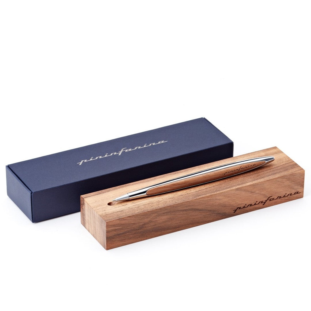 Pininfarina Cambiano Classic Ink - Ballpoint Pen with Solid Wood Desk Stand