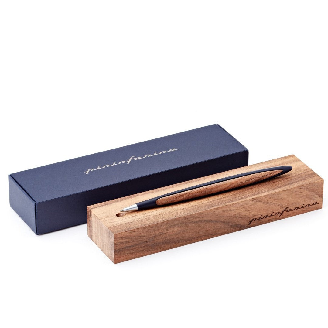 Pininfarina Cambiano Classic Ink - Ballpoint Pen with Solid Wood Desk Stand