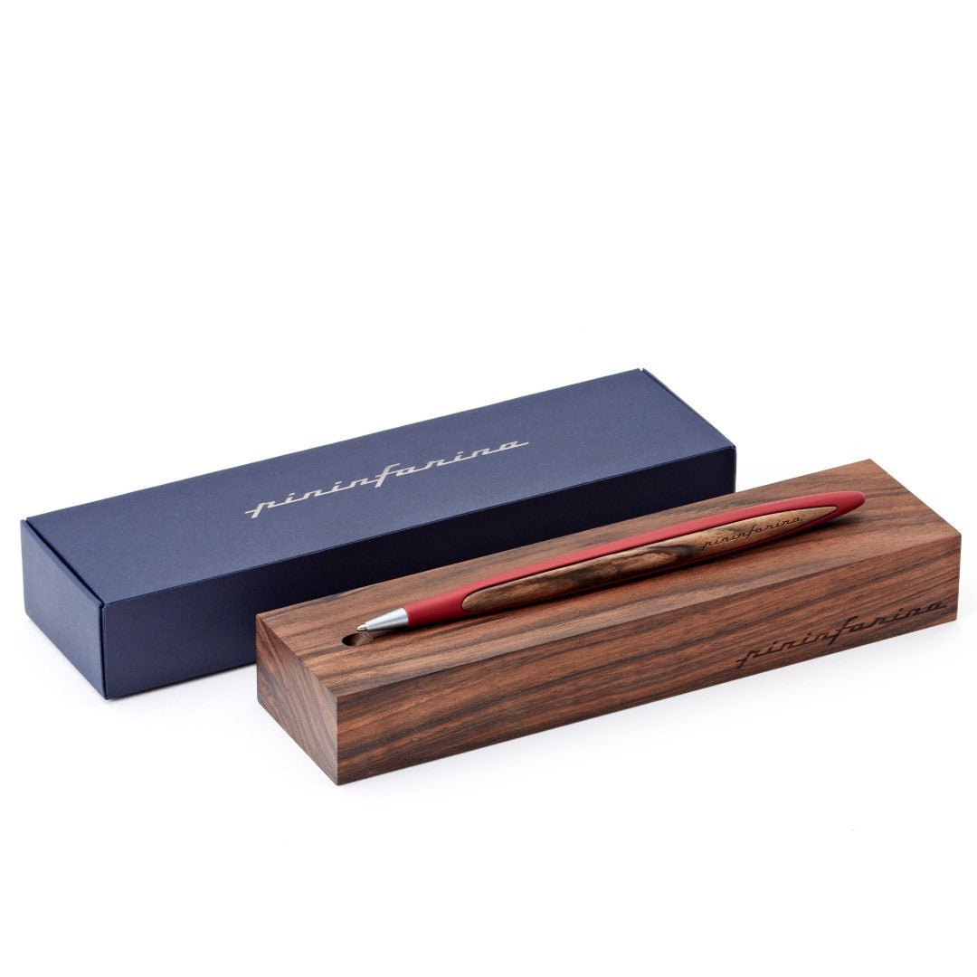 Pininfarina Cambiano Classic Ink - Ballpoint Pen with Solid Wood Desk Stand