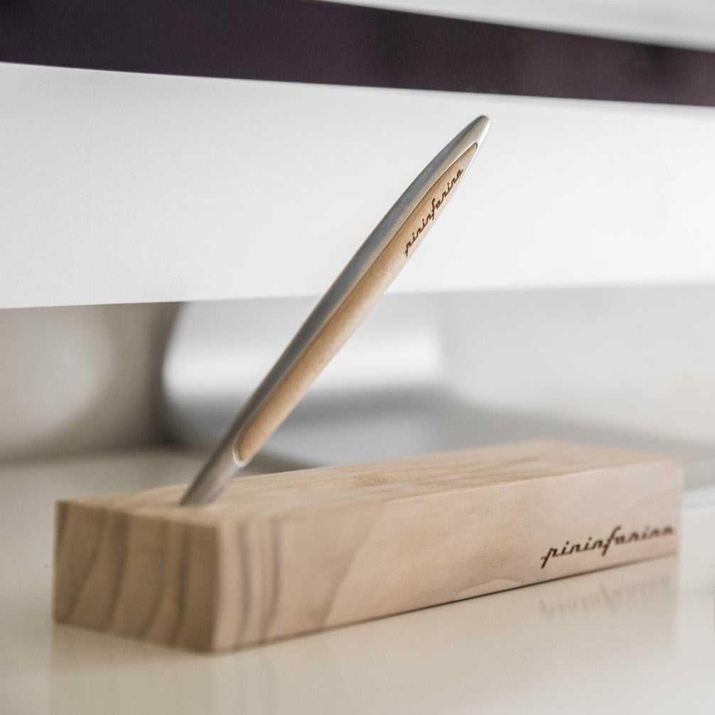Pininfarina Cambiano Classic Ethergraf – Stylus with Ethergraf® Metal Alloy Nib and Solid Wood Desk Stand