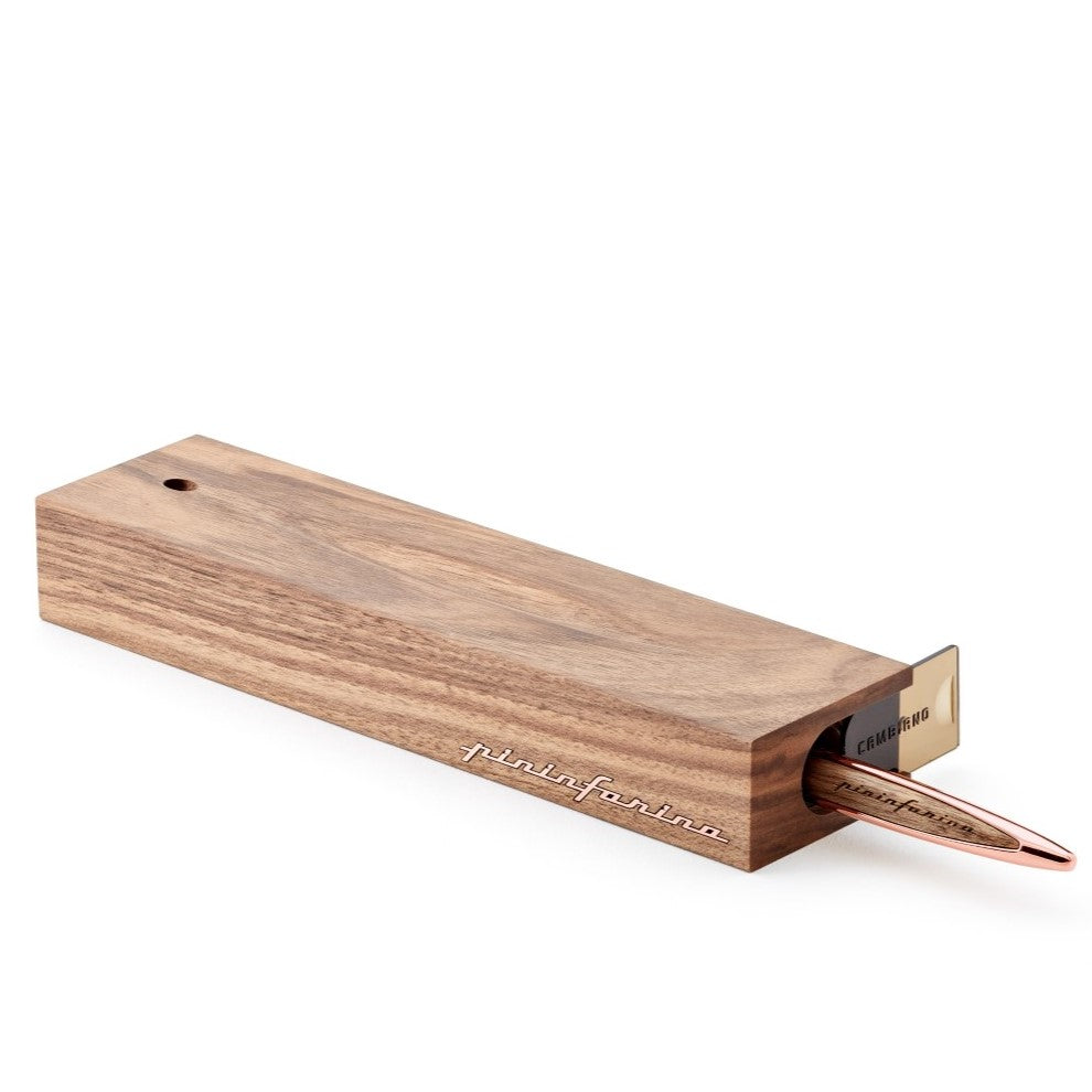 Pininfarina Cambiano Classic Ink - Ballpoint Pen with Solid Wood Desk Stand