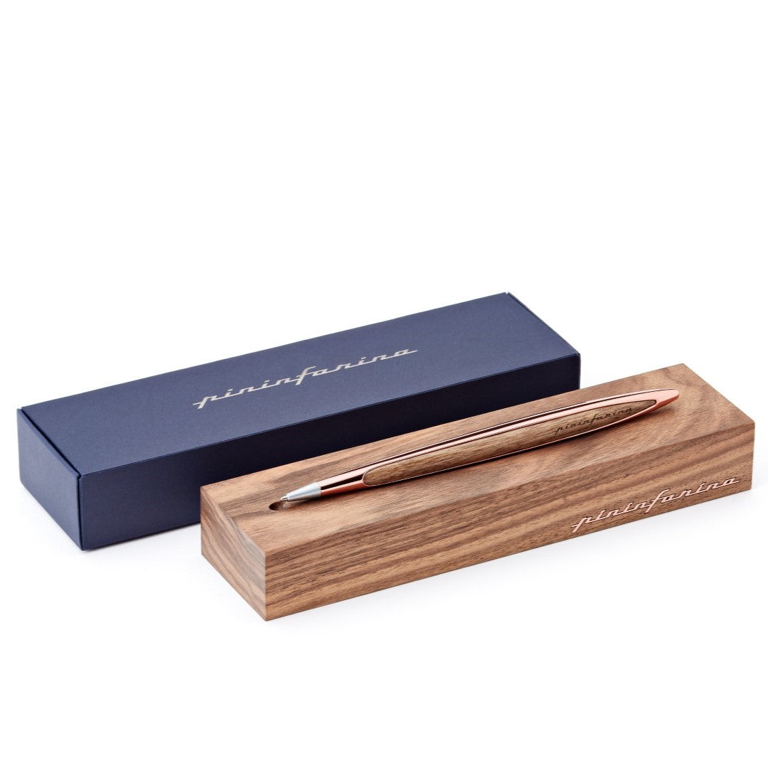 Pininfarina Cambiano Classic Ink - Ballpoint Pen with Solid Wood Desk Stand