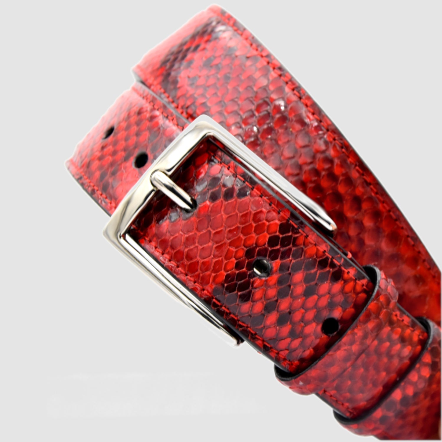 Cintura Uomo vera pelle di Pitone Personalizzabile - Rosso