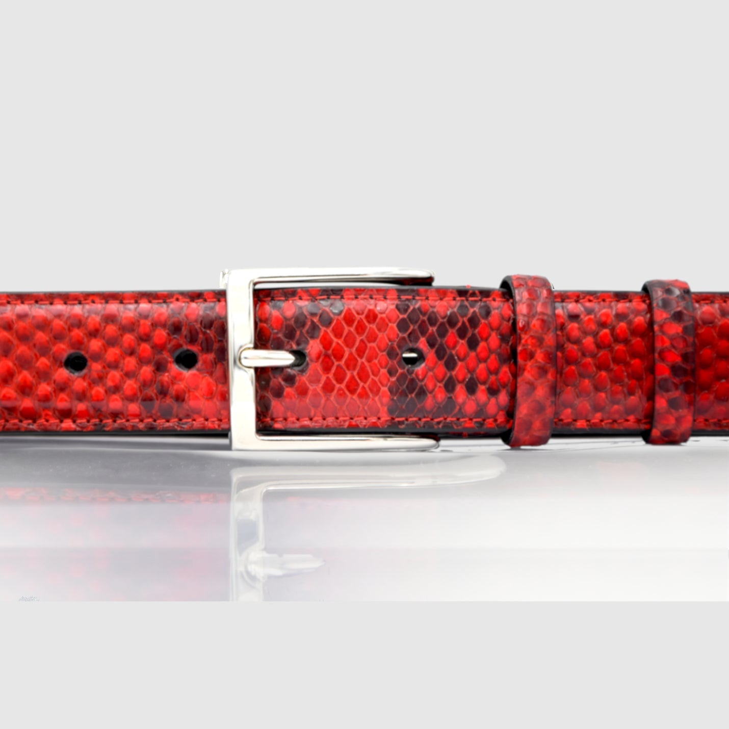 Cintura Uomo vera pelle di Pitone Personalizzabile - Rosso
