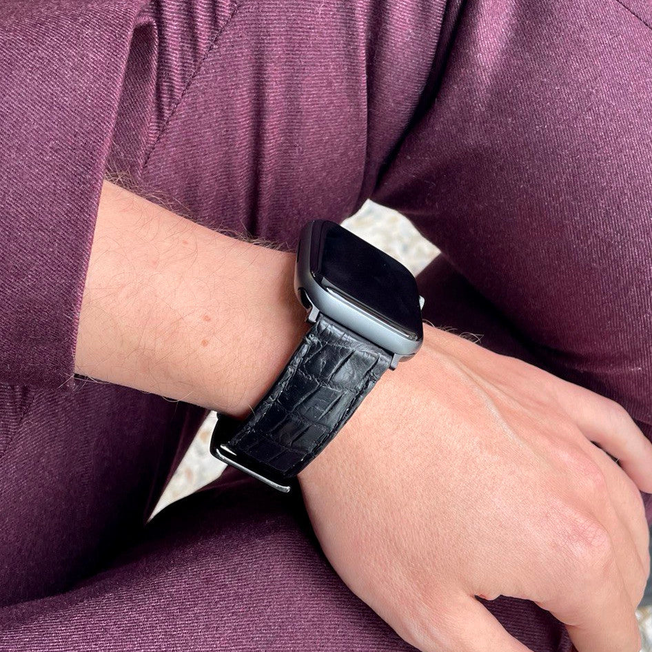 Cinturino Apple Watch in Pelle di Coccodrillo Nero