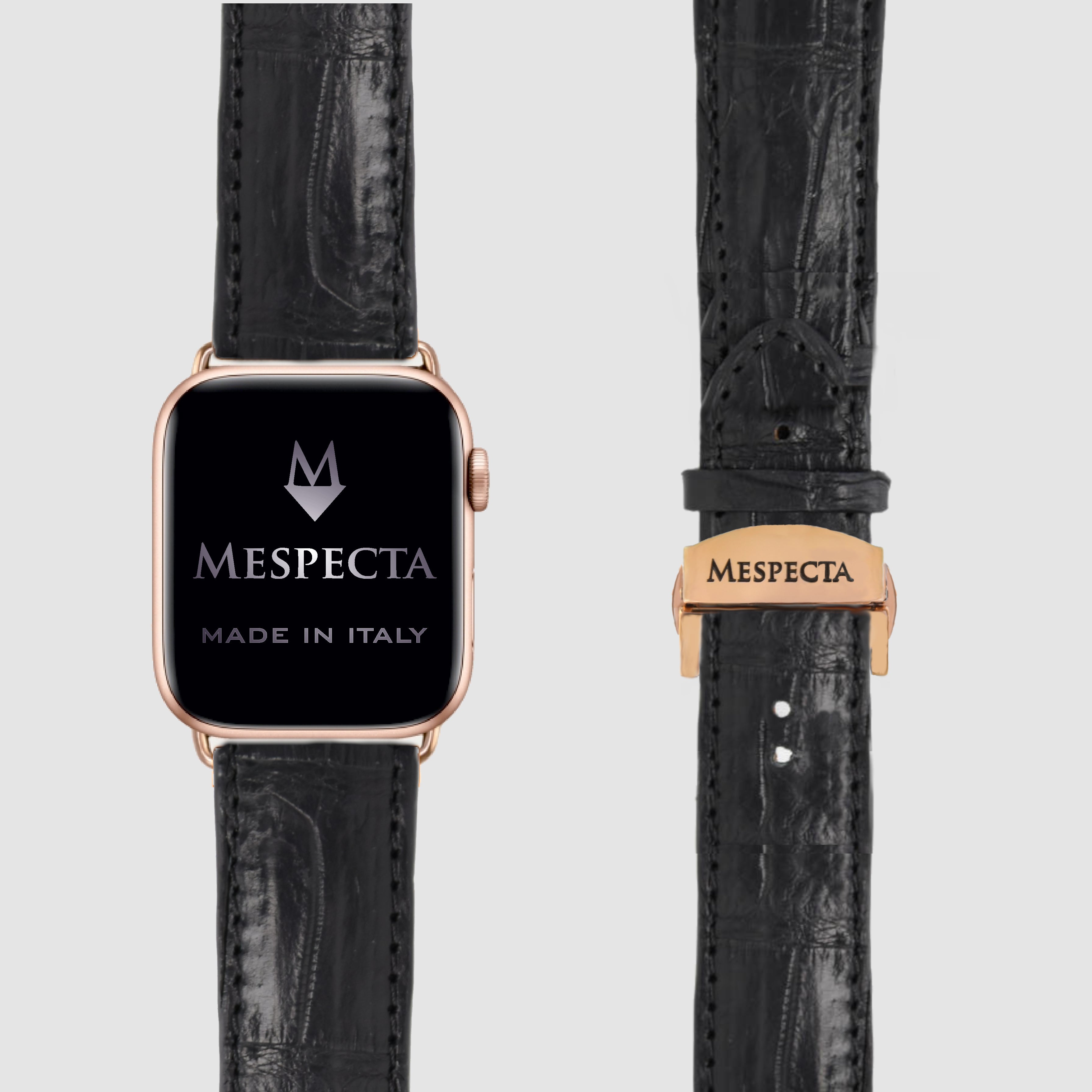 Cinturino Apple Watch in Pelle di Coccodrillo Nero