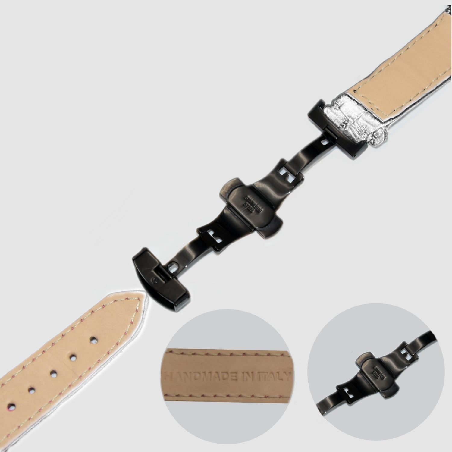 Cinturino Apple Watch Personalizzabile in Pelle di Coccodrillo Lilla – Personalizzabile (Ultra, Serie 4–10, SE)Ultra 2, Ultra, 10, 9, 8, 7, 6, 5, 4, SE  in vera pelle di Coccodrillo Lilla