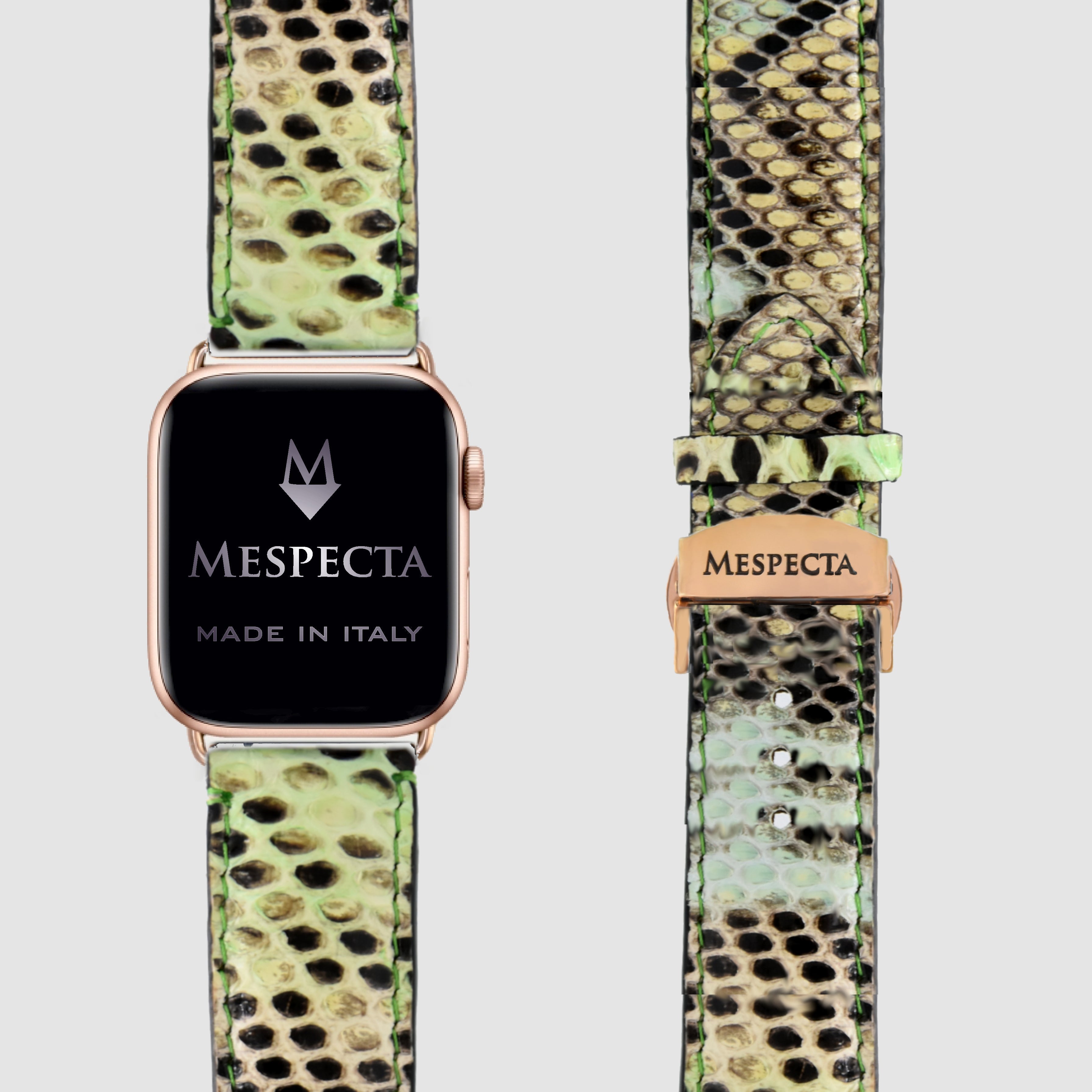 Cinturino in pelle Apple Watch Personalizzabile serie Ultra, 8, 7, 6, 5, 4, SE in vera pelle di Pitone Verde