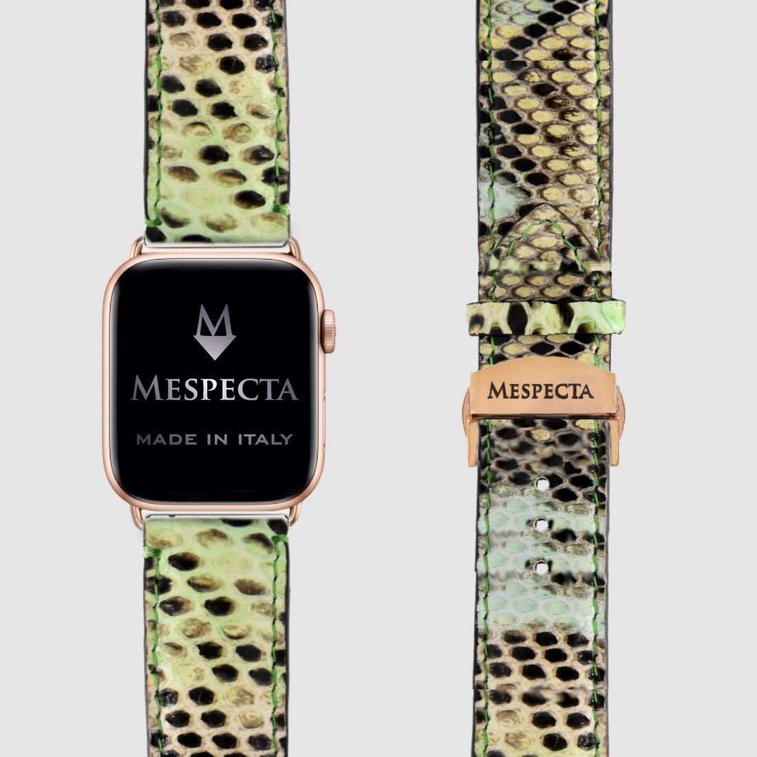 Cinturino in pelle Apple Watch Personalizzabile serie Ultra, 8, 7, 6, 5, 4, SE in vera pelle di Pitone Verde