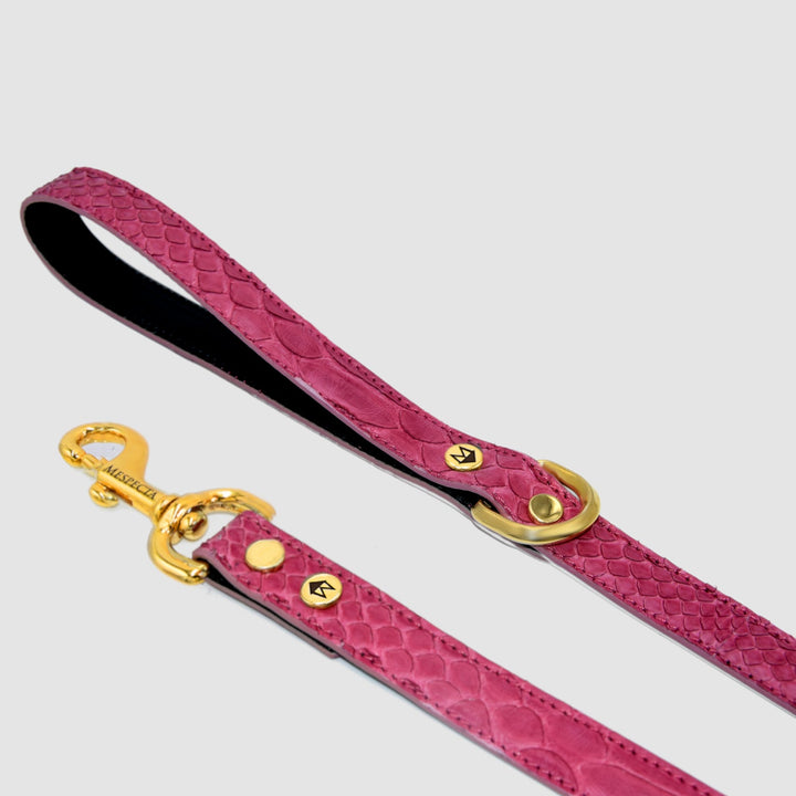 Guinzaglio in vera pelle di pitone Fuchsia