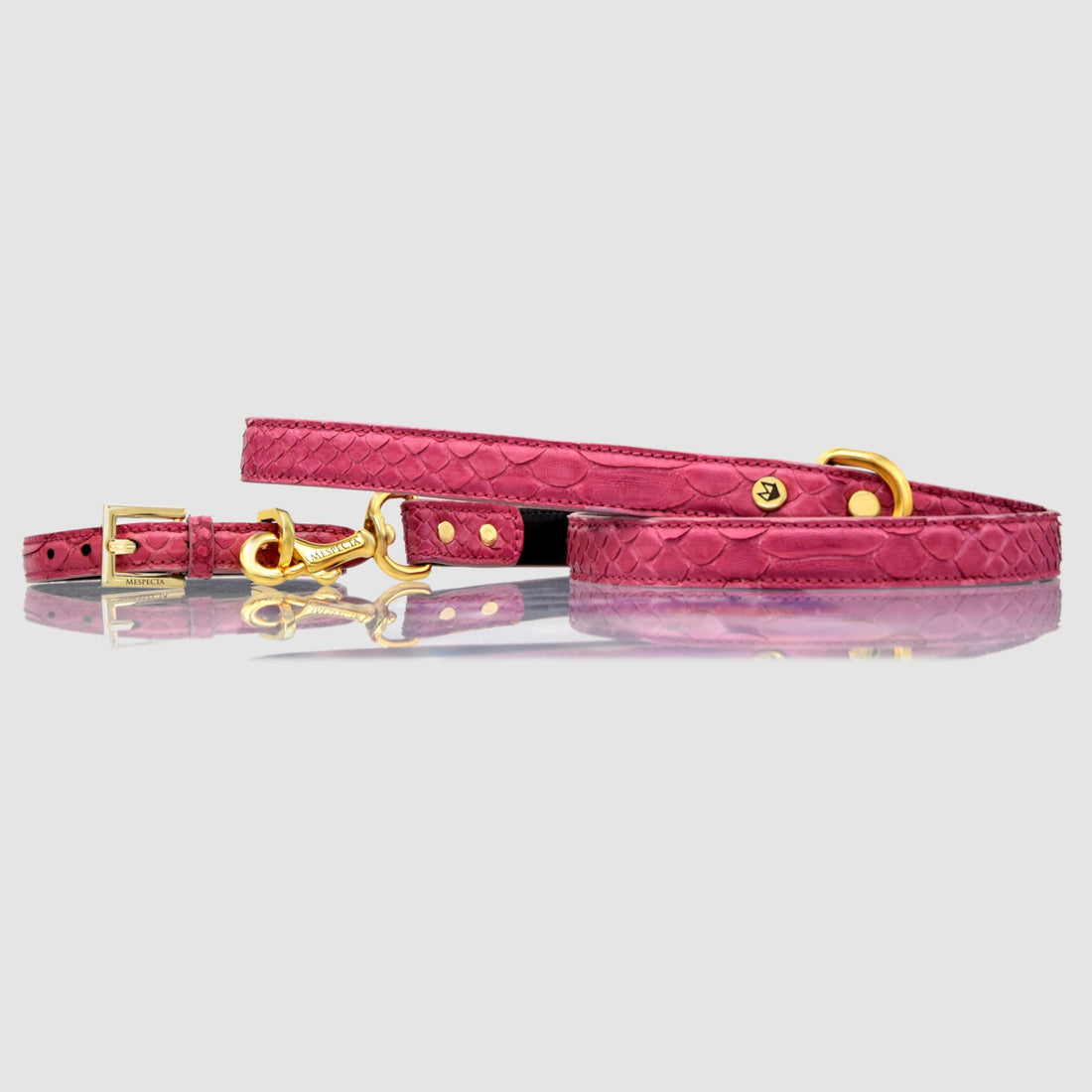 Guinzaglio in vera pelle di pitone Fuchsia