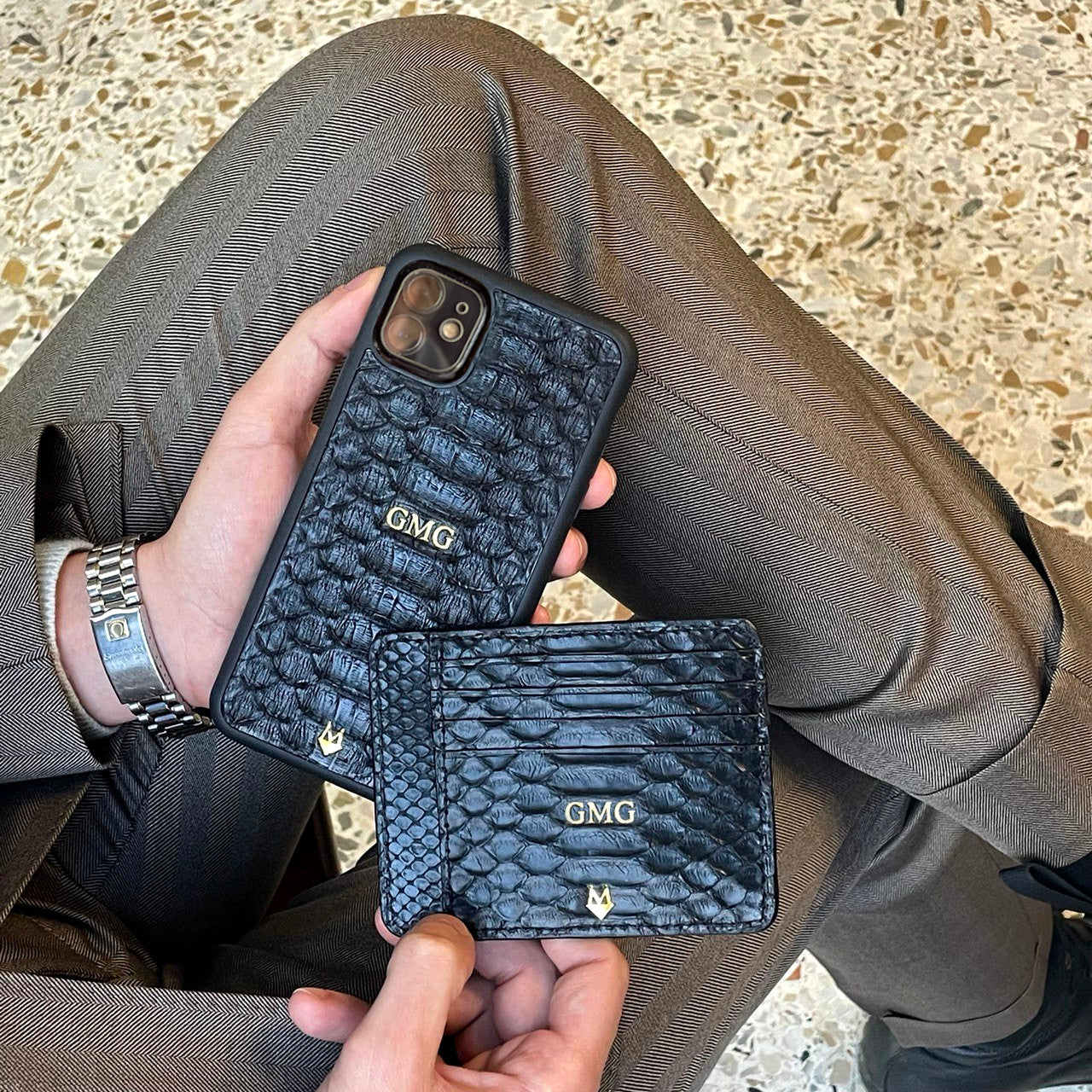 Cover in vera pelle di Pitone Personalizzabile iPhone 17/16/15/14/13/12