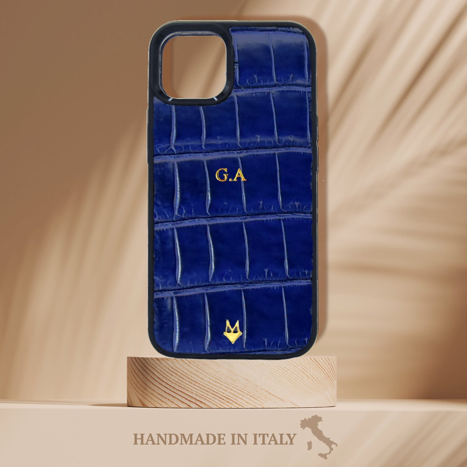 Cover in vera pelle di Coccodrillo iPhone MagSafe 17/16/15/14/13 Blu Zaffiro