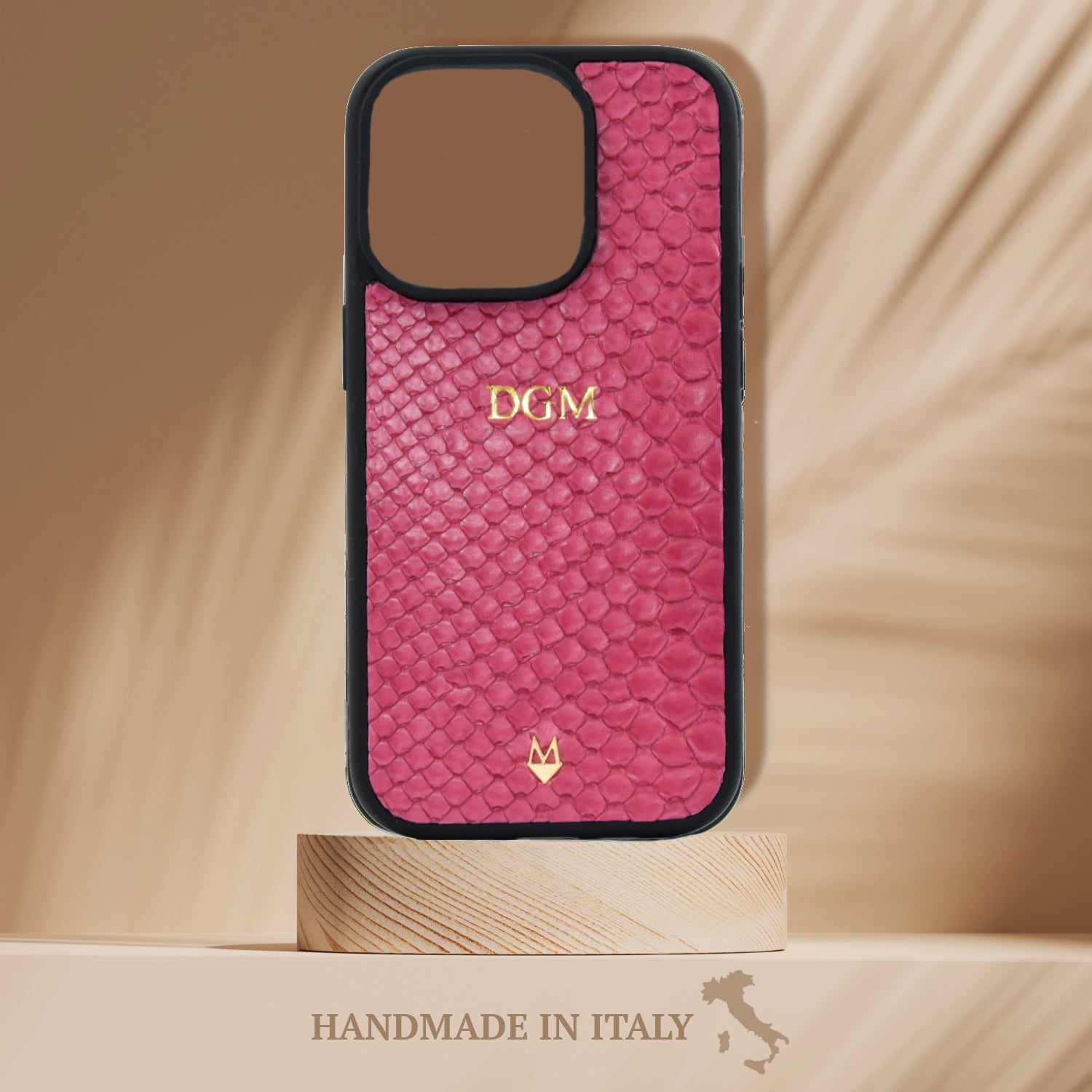Cover in vera pelle di Pitone Personalizzabile iPhone 17/16/15/14/13/12 Fucsia