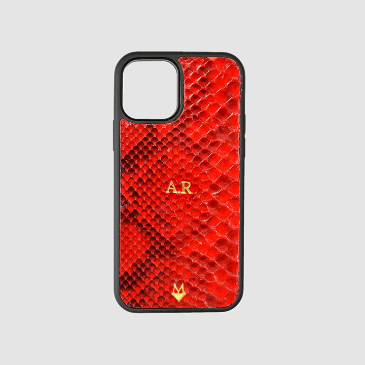 Cover in vera pelle di Pitone Personalizzabile iPhone MagSafe Rosso