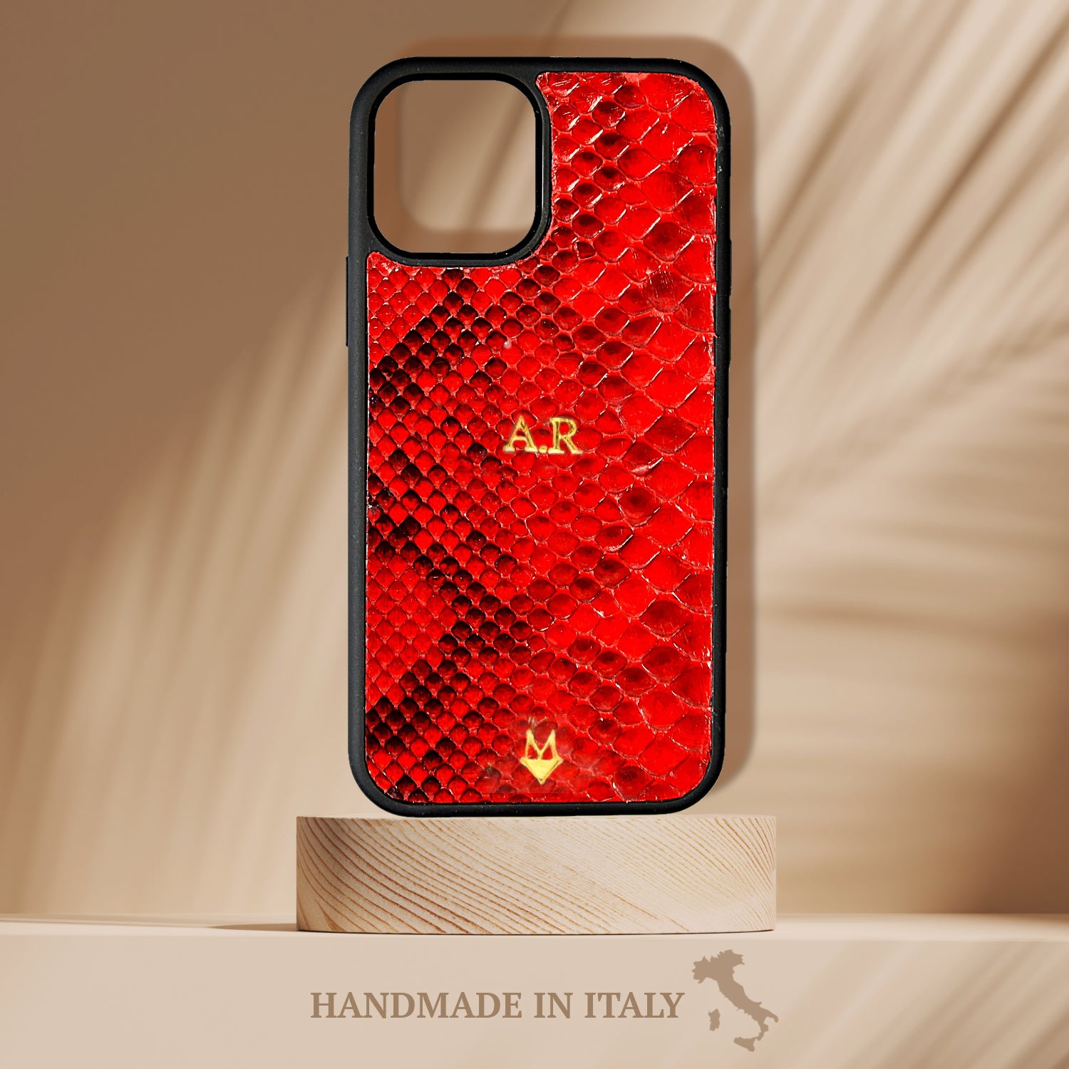 Cover in vera pelle di Pitone Personalizzabile iPhone MagSafe Rosso