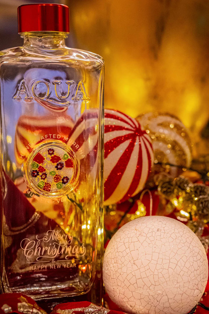Glass Bottle with Murrina Glass of Murano - Merry Christmas