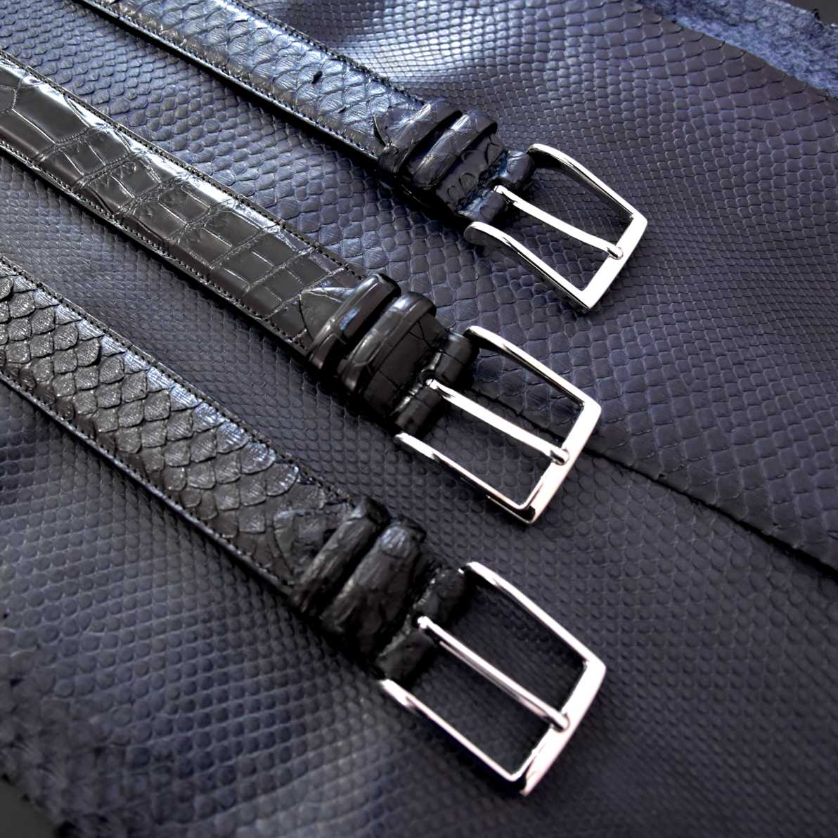 Cintura Uomo in vero Pitone Nero Personalizzabile - MESPECTA Italia