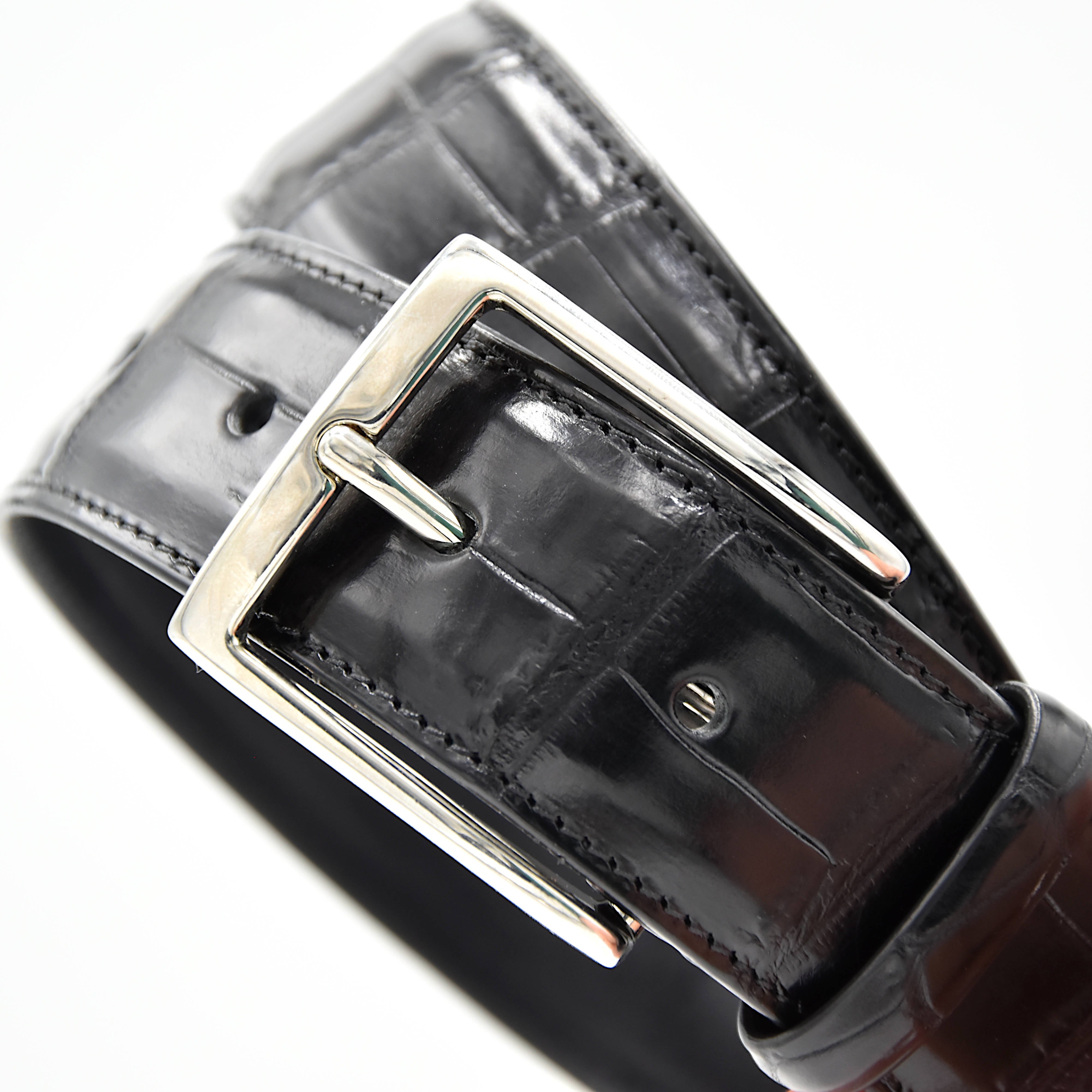 Cintura Uomo in pelle di Coccodrillo Nero Personalizzabile - MESPECTA Italia