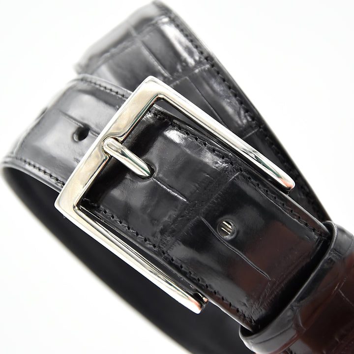 Cintura Uomo in pelle di Coccodrillo Nero Personalizzabile - MESPECTA Italia
