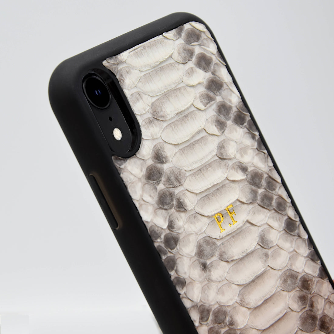 Custodia Personalizzabile iPhone 14 / 13 / 12 / 11 / XR in vero Pitone Bianco - MESPECTA Italia