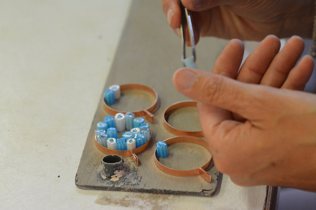 Glass Bottle with Murrina Glass of Murano - Azzura.