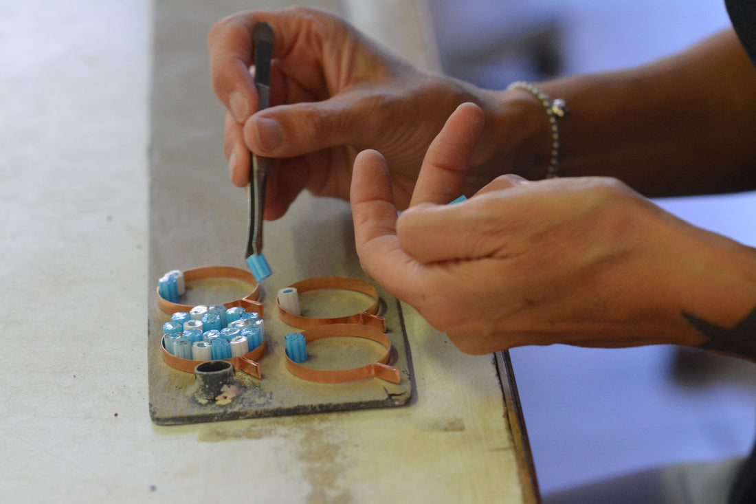 Glass Bottle with Murrina Glass of Murano - Azzura.