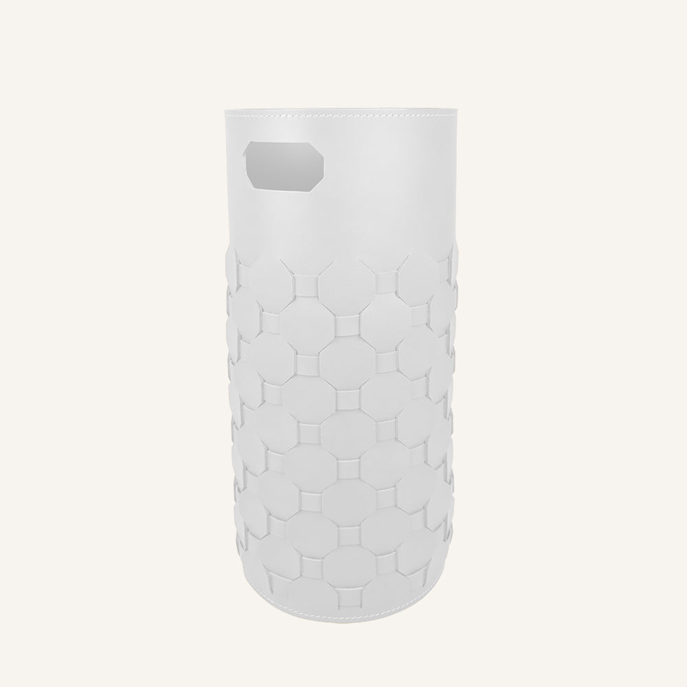 Elegante portaombrelli di cuoio intrecciato LUMIA - Bianco